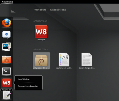 Epiphany web app Gnome shell