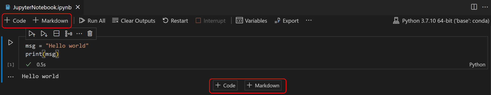 Add code cells
