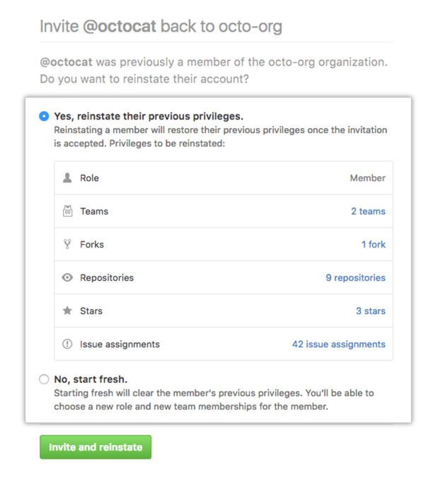 Choose to restore info or not