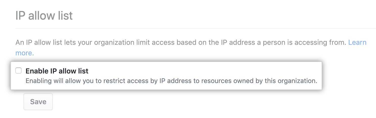 Checkbox to allow IP addresses