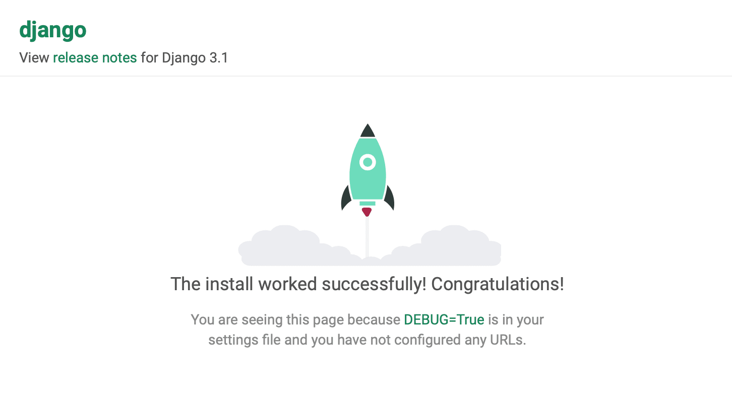 Django tutorial: default view of empty Django project