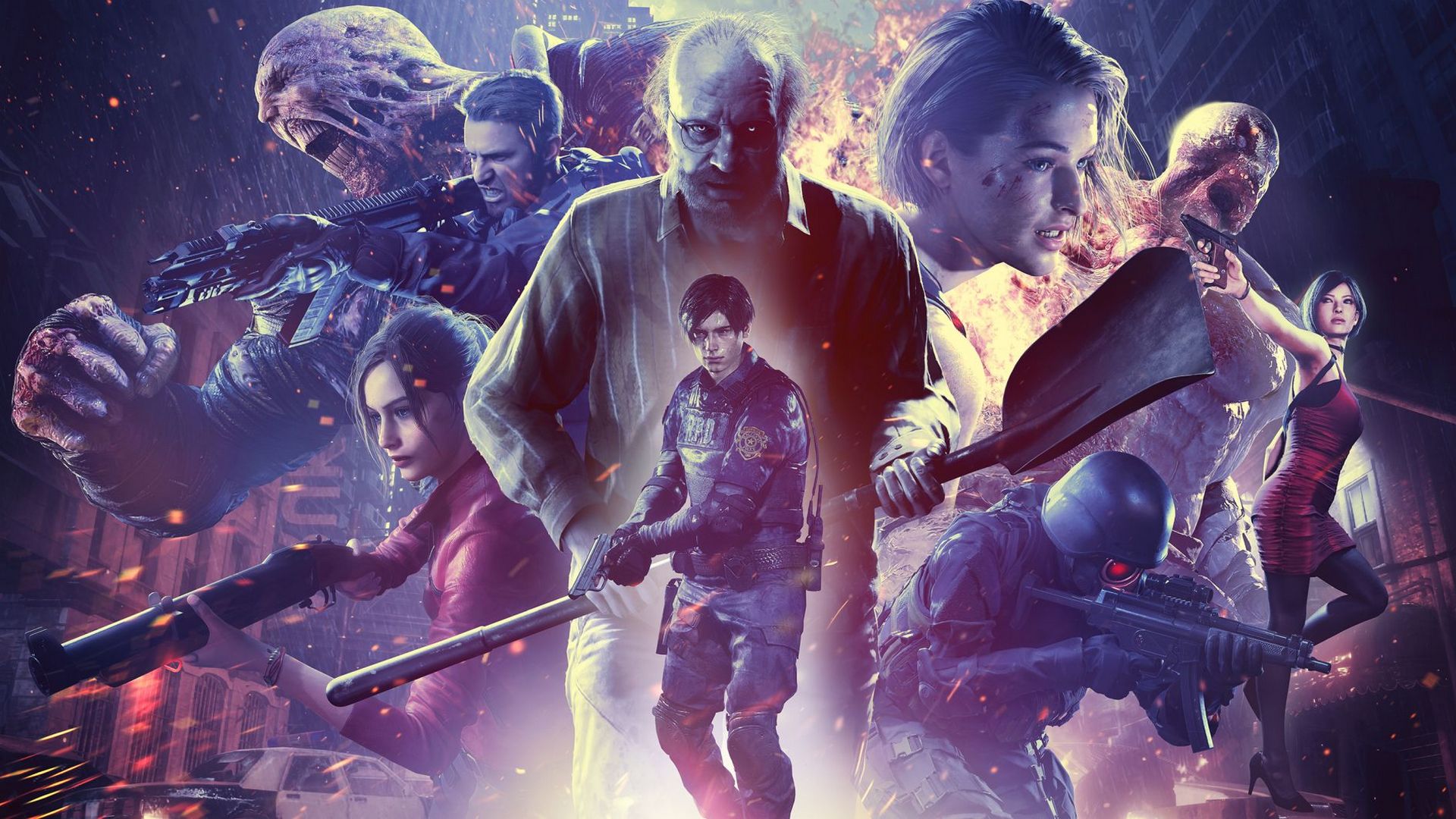 Artwork showing all the main characters in Resident Evil Re:Verse