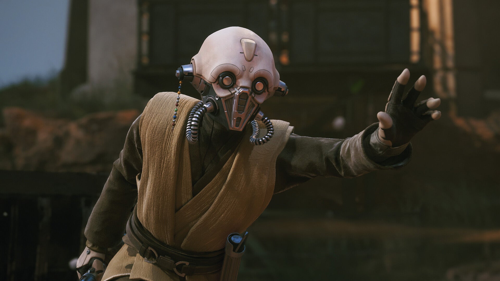 A cyborg alien man is reaching out his hand in Star Wars Zero Company.