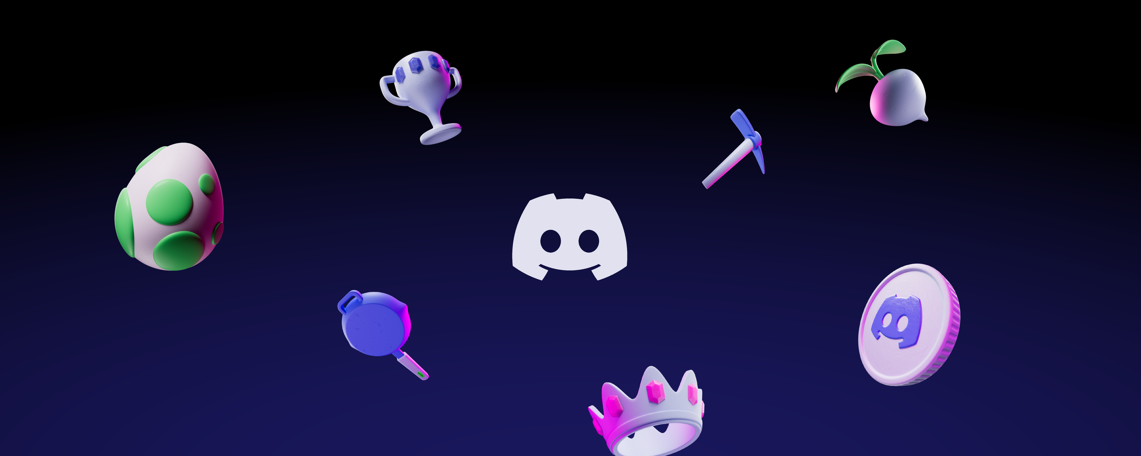 The Discord logo surrounded by general gaming iconography.